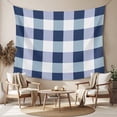 thumbnail image 2 of Navy Blue Plaid Tapestry for Bedroom Wall Hanging Tapestry, Spring Farmhouse Buffalo Checkered Ceiling Backdrop Tapestries Poster Blanket Wall Decor for Teens Room Living Room Dorm 55" x 73", 2 of 8
