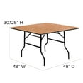 thumbnail image 6 of Emma + Oliver 4-Foot Square Wood Folding Banquet Table - Event & Catering Table, 6 of 11