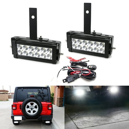 iJDMTOY (2) High Power Double Row 7-In LED Light Bars w/ Rear Bumper Frame Mounting Brackets, Wiring Relay Harness For 2007-up Jeep Wrangler JK & (Best Light Bar For Jeep Wrangler)