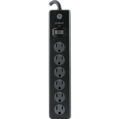 GE 6-Outlet Power Strip Surge Protector, 6ft. Cord, Safety Locks, Black, (Best Power Strip For Computer)