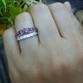 thumbnail image 3 of Dazzlingrock Collection 18K Princess & Round White Diamond And Ruby Ladies Bridal Engagement Ring Set, White Gold, Size 5, 3 of 5
