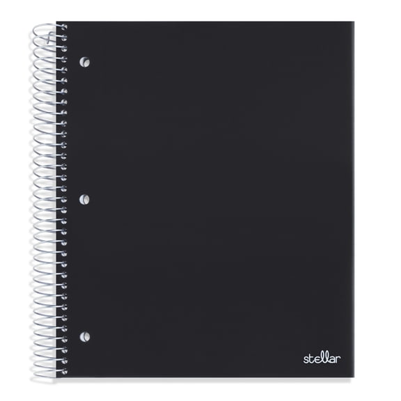 Office Depot® Brand Stellar Poly Notebook, 8-1/2" x 10-1/2", 3 Subject, Wide Ruled, 150 Sheets, Black