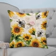 thumbnail image 4 of Sunflower Farmhouse 26x26 Pillow Covers Set of 2, Spring Summer Vintage Floral Bee Throw Pillow Covers Decorative Couch Cushion Case, Microfiber Square Pillowcases for Bedroom Car Living Room, 4 of 7