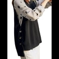 thumbnail image 3 of Suéter Sin Mangas de Cuello Redondo para Mujer, Jersey de Punto Acanalado, Chaleco Negro M, 3 of 8