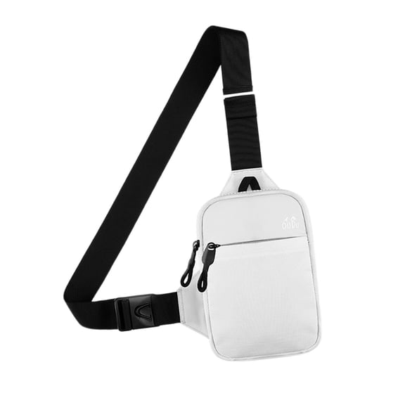 Sports Chest Bag Shoulder Bag Phone Holder Lightweight Small Purse Waterproof Unisex Large Capacity Tote for Outdoor Sports Walking Camping White