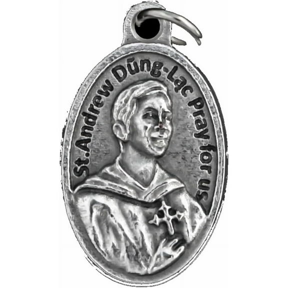 St Andrew Trần Dũng-Lạc Vietnamese Roman Catholic Priest silver plated medal prayer card and stainless steel chain can be purchased alone or as a set