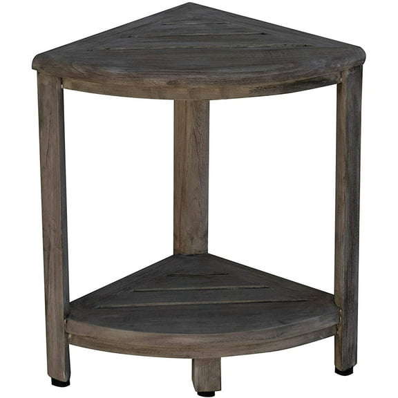 Compact Teak Corner Shower / Outdoor Bench in Coquina Finish