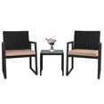 thumbnail image 3 of Walsunny Outdoor Patio Bistro 3-Piece Balcony Furniture Sets with 1 Outdoor Bistro Glass Table Bistro Wicker Chairs Set of 2 Khaki, 3 of 7
