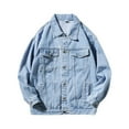 thumbnail image 4 of Classic Men Fashion Coats Dailywear Fall/Winter Single Button Denim Long Sleeve Resort Vintage Shirt Lapel Solid Color Comfy Leisure Coats Stylish Casual Overcoats, 4 of 7