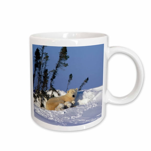 3drose, Manitoba, Churchill. Polar Bear and Cubs-cn03 Gje0018 - Gavriel Jecan, 11oz Mug