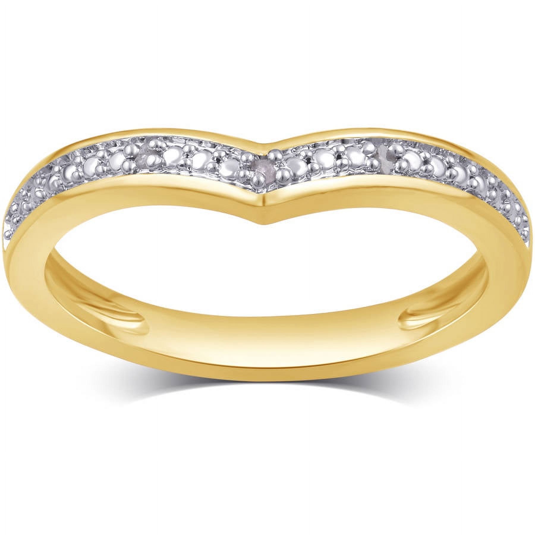 Arista Round Diamond Accent Women's Fashion Contour Wedding Band in 14K Yellow Gold plated Brass