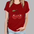 thumbnail image 3 of Women's Cherry Print T-Shirt Short Sleeve Crew Neck Tees Loose Fit Casual Summer Tops Summer Vacation Blouses, 3 of 4