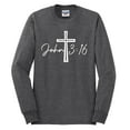 thumbnail image 2 of Wild Bobby John 3:16 Cross Inspirational/Christian Men Long Sleeve Shirt, Heather Black, XX-Large, 2 of 5