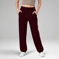 thumbnail image 6 of Sweatpants For Women Trendy Elastic Waist Cinch Bottom Lounge Pant Lightweight Baggy Joggers With Pocket 27" 28" 29" Inseam Wine 2XL, 6 of 6