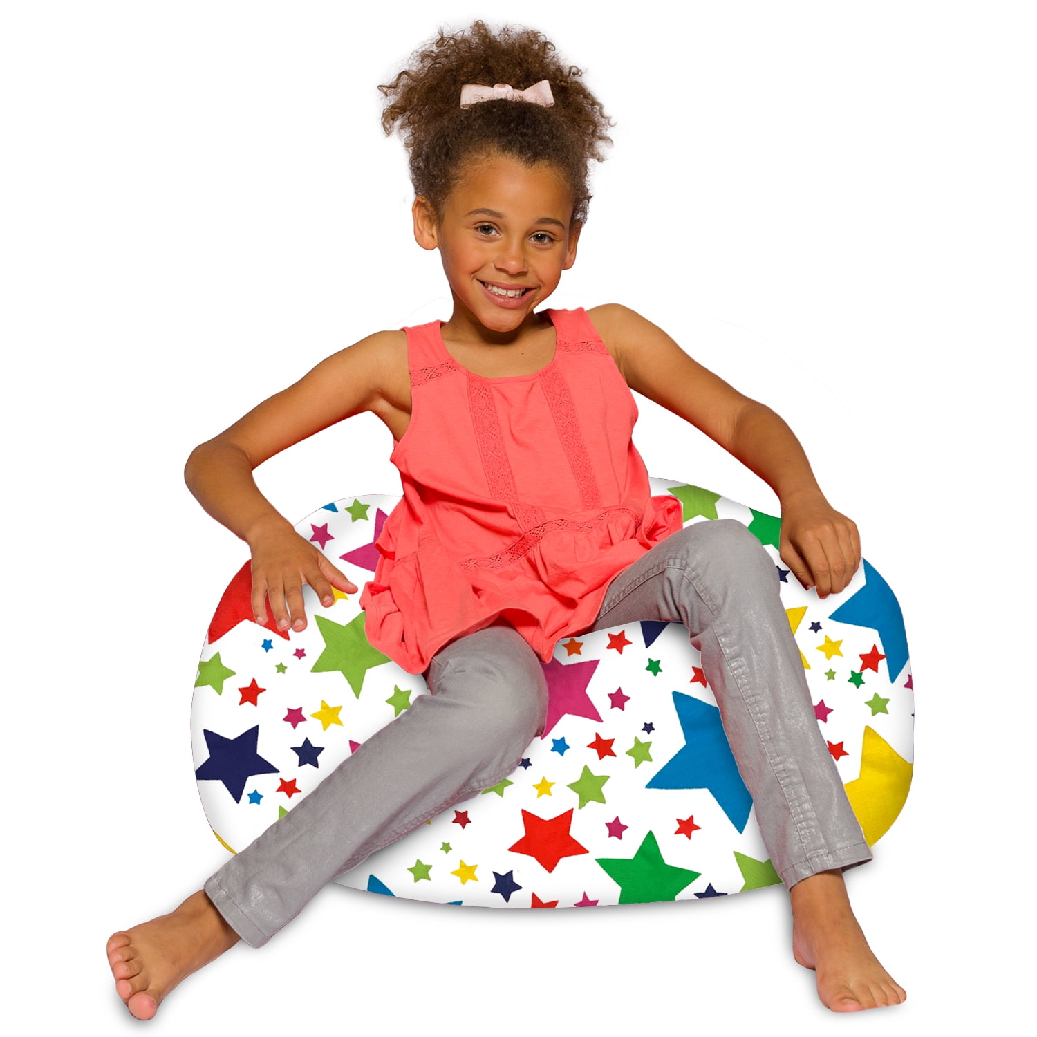 Posh Creations Bean Bag Chair, Soft Lounger, for Kids, Canvas, 2 ft, Color Stars on White