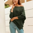 thumbnail image 4 of Haut Tricoté à Manches Longues Col Rond Extensible Ample Décontracté Respirant Simple Élégant Pull pour Femmes Vert Foncé TG, 4 of 8
