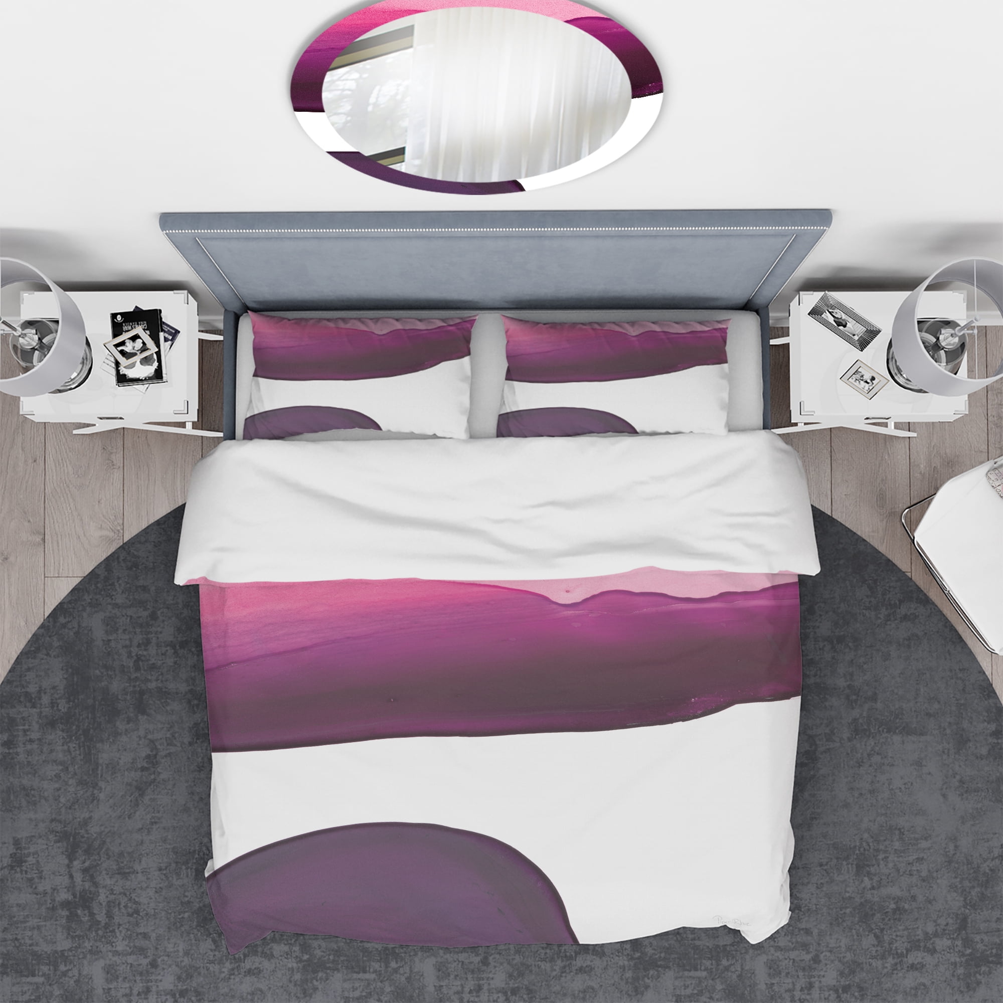 Designart 'Paint of Magenta Stone' Geometric Duvet Cover Set
