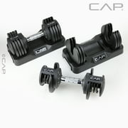 CAP Barbell 25 lb Adjustable Dumbbell Set, Quick Select Adjustability from 5-25 lb, Pair, Black