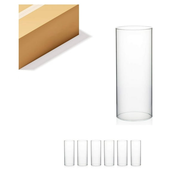 Candle Holder Sleeve, Wide 4", Height 10", Clear Glass Cylinder Candleholder, Chimney Tube, Open Ended Candle Shade, 6 Pieces Bulk