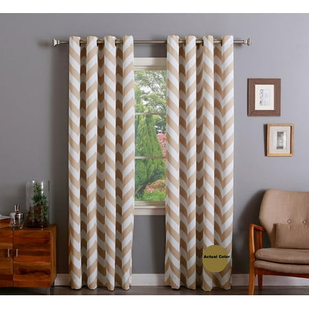 Chevron Thick Heavy Micro Soft Grommet Thermal Insulated 100% Sun Blackout Curtain Panel 54