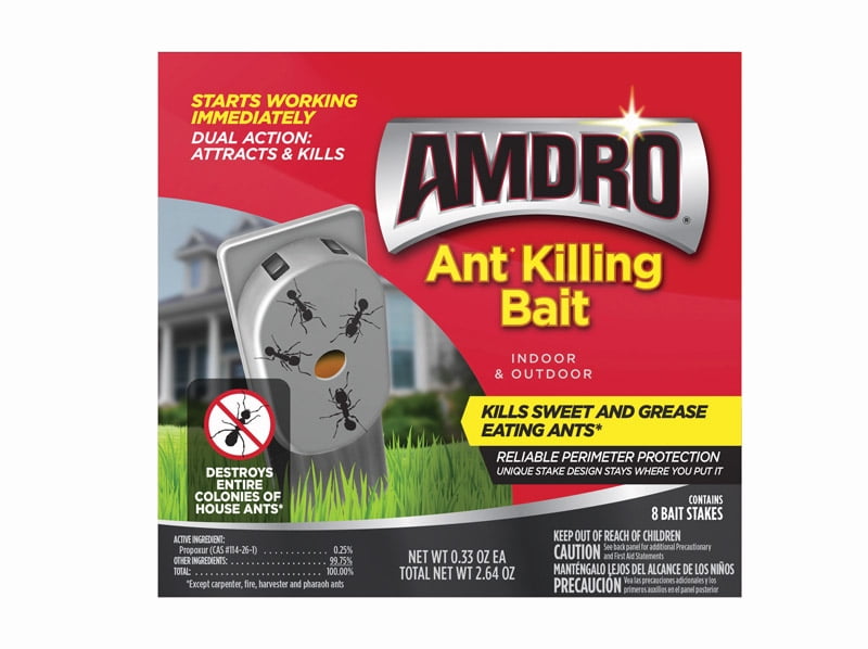 Amdro Ant Killer Indoor and Outdoor Bait Station Stakes, 8 Pack