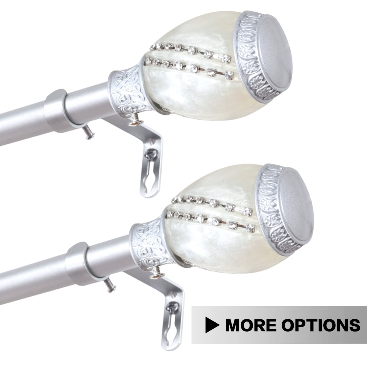 Arts And Craft Window Treatment Double Curtain Rod Set 3 4 Inch Arts And Craft Window Treatment Double Curtain Rod Set 3 4 Inch Diamter 48 To 84 Nickel Rods Ivory Inset With Glitter Pearl Finials By