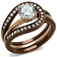 thumbnail image 1 of Bague en Acier Inoxydable pour Femmes IP Rose Gold & IP Light Coffee avec AAA Grade CZ en Transparent - Taille 10, 1 of 1
