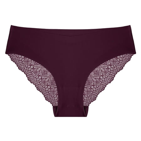 

TAIAOJING Thongs For Women Lace Floral Seamless High Waist Patchwork Lace Panties Solid Soft Lingerie Panties Ladies Underwear Pack Of 3
