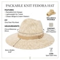 thumbnail image 3 of Toalla de playa plegable Sombrero Fedora de punto Sombrero Panamá para mujer Sombrero Panamá clásico ancho Sombrero de playa plegable Sombrero de verano 57 cm Beige funda de copa, 3 of 7