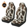 thumbnail image 4 of Uorisanigo 2PCS Car Seat Covers for Front Seats, Plush Automotive Seat Covers, Brown Cow Print Vehicle Seats Protectors Driver Interior Accessories Universal for Most Cars, SUV, 4 of 7