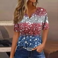 thumbnail image 2 of Womens American Flag Tunic Tops, 3/4 Length Sleeve Shirts for Women 2024 USA Patriotic Blouses Button Henley Neck USA Flag Star Stripes Print Tops Loose Fit Tops, 2 of 5