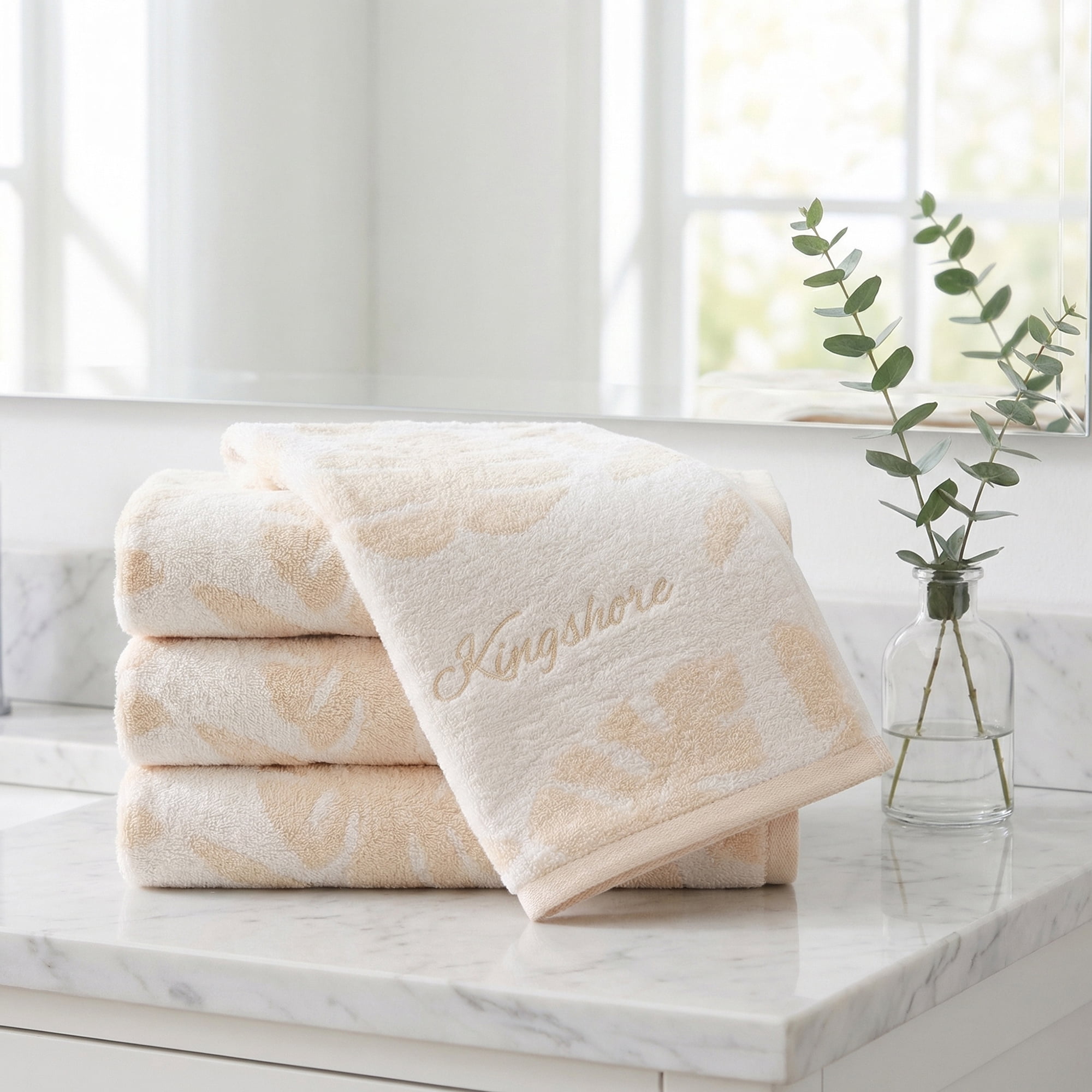 Unique Bargains Leaf Jacquard Soft Absorbent Cotton Hand Towel Yellow 1pc