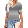 thumbnail image 4 of Blczomt Short Sleeve Womens Shirts Casual Trendy Gray Tee Dressy Womens Blouses,S, 4 of 5