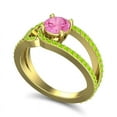 thumbnail image 2 of Diamond-Capitals 2.50 Carat Round Cut Pink Sapphire & Peridot Gemstone Shiny Wedding Ring for her Solid 14K Yellow Gold Size 4, 2 of 8