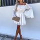 thumbnail image 5 of Vestido Vestidos de verano para mujer, vestido informal con manga trompeta, vestido dulce con hombros descubiertos, bonito traje de verano de gasa con manga acampanada Ygjytge Blanco T L para Mujer, 5 of 9
