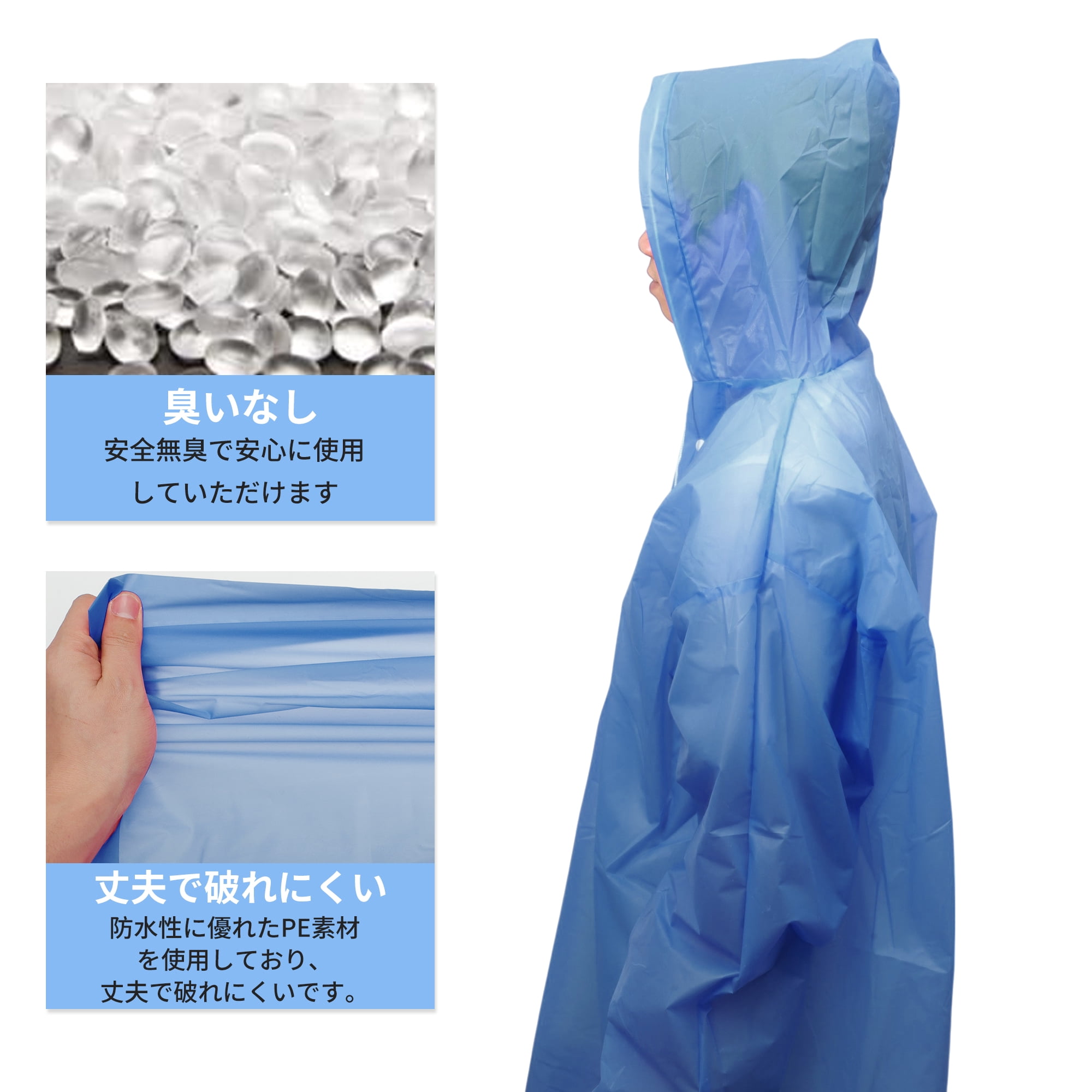 Unique Bargains 2pcs Reusable Rain Ponchos Emergency Raincoats Blue