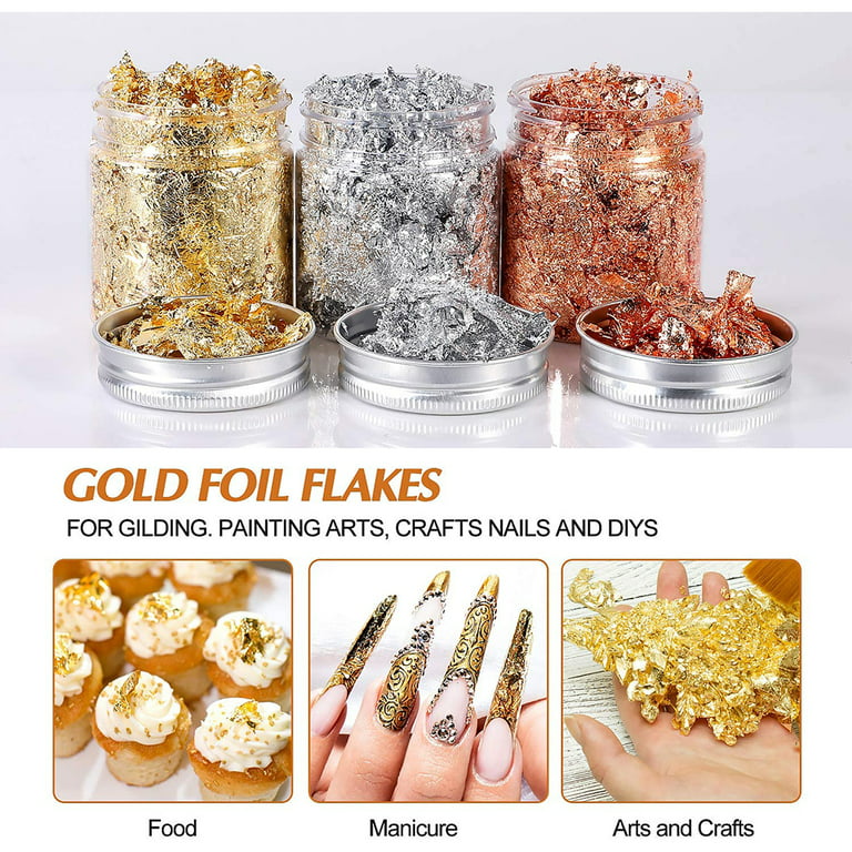 5pcs Imitation Gold Foil Flakes Gold Flakes For Nails, Art Crafts
