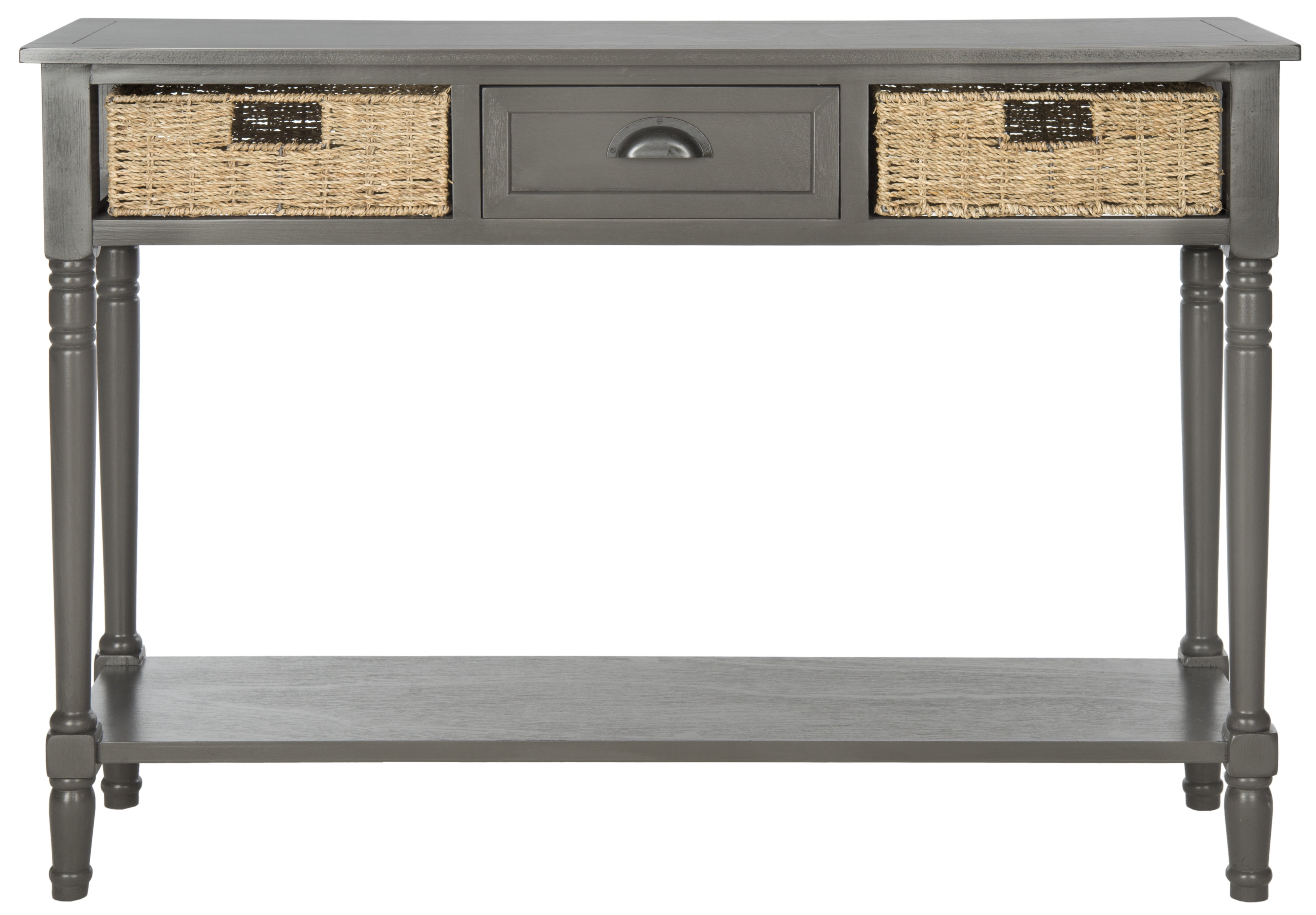 SAFAVIEH Winifred Wicker Console Table with Storage, Grey