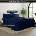 thumbnail image 3 of 6-PC Short Queen Sheet Set - (Extra Pillowcases, Fitted Sheet & Flat Sheet) 600-Thread-Count 100% Egyptian Cotton, Soft Breathable - Long Staple 600TC Cotton, 15-Inches Deep Pockets - Navy Blue, 3 of 7