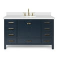 thumbnail image 2 of Ariel Cambridge 55 In. Oval Sink Vanity With White Quartz Countertop In Midnight Blue, 2 of 10