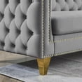 thumbnail image 6 of L-Shaped Sectional Sofa Couch, 82.2-Inch Velvet Tufted Upholstered Accent Sofa with Nailhead Trim and Gold Metal Legs, 5-Seater Chesterfield Corner Sofa with 3 Cushions for Living Room Office, Gray, 6 of 7