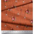 thumbnail image 2 of Soimoi Tissu Popeline de Coton Fenêtre, Feuilles & Roses Imprimés Floraux au Mètre 56 Pouces de Large, 2 of 3