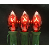 7 Watt C7 Transparent Outdoor Twinkle or Blinking Replacement Christmas Bulbs, 25 Pack (Red)