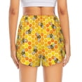 thumbnail image 2 of Lsque Honeycombs Printed Women's Running Shorts with Liner Pockets,Elastic Quick Dry Workout Athletic Gym Yoga Shorts,Womens High Waist Shorts-, 2 of 9