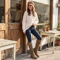 thumbnail image 4 of BLISSFUL STEP Women's Over Knee Thick Platform Shoes Side Zipper Winter Thigh High Boots Khaki 5, 4 of 5