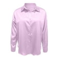 thumbnail image 4 of TTUHYWXI Womens Satin Silk Button Down Shirts Long Sleeve Blouse Casual Work Office Tops (Light Purple, L), 4 of 5