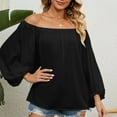thumbnail image 7 of cfhntfmh Going out Tops for Women Trendy Chiffon off Shoulder Shirts Soft Long Sleeve Pleated Flowy Solid T-Shirts, 7 of 7