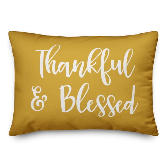 Creative Products Thankful & Blessed in Mustard 14 x 20 Spun Poly Pillow