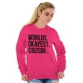thumbnail image 4 of Worlds Okayest Cousin Family Relative Unisex Plus Fleece Graphic Sweatshirt Brisco Brands 3X, 4 of 5