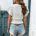 thumbnail image 5 of Women's 2026 New Crew Neck Polka Dot Print Layered Ruffle Hem Short Sleeve T Shirt, Elastic Waist Peplum Top, Casual Fashion Summer Daily Wear for Trendy Outfits White XL, 5 of 6